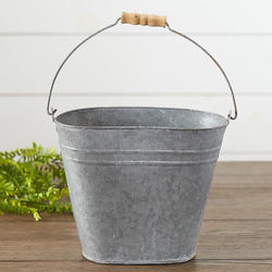 Metal Bucket with Wood Handle