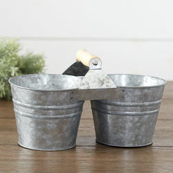 Galvanized Metal Twin Cans with Handles