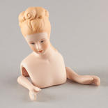Strawberry Blonde Porcelain Lady Head with Hands - True Vintage