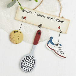 "World's Greatest Tennis Player" Wood Ornament Sign