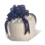 Dollhouse Miniature White Cake With Chocolate Bow