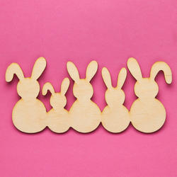 Unfinished Wood Bunny Family Cutout