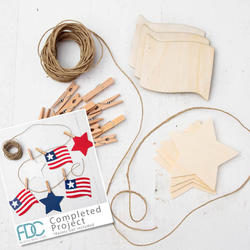 Unfinished Wood Flag and Star Cutout Garland Kit