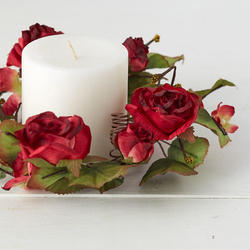 Burgundy Artificial Rose Candle Ring