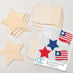 Unfinished Wood Flag and Star Cutout Set