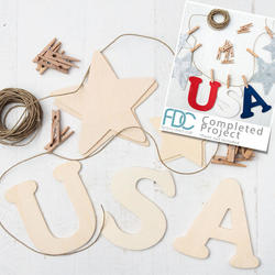 Unfinished Wooden Letter "USA" Garland Kit