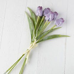 Artificial Purple and White Tulip Bundle