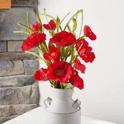 Artificial Red Poppy Silk Flower Bush