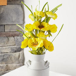 Artificial Yellow Poppy Silk Flower Bush