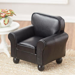 Dollhouse Miniature Black Leather Accent Chair