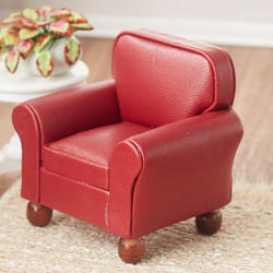 Dollhouse Miniature Burgundy Leather Accent Chair