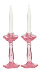 Dollhouse Miniature Pink Candlesticks