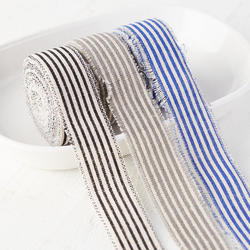 Trio of Striped Linen Ticking Ribbons
