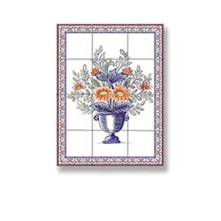 Miniature Blue Floral Picture Mosaic Tile Sheet
