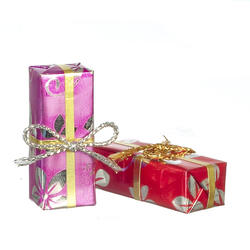 Miniature Pink & Red Wrapped Gift Boxes
