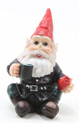 Miniature Garden Gnome with Cup of Coffee