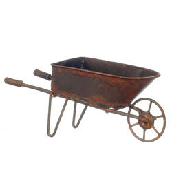 Miniature Rusted Wheelbarrow