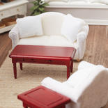 Dollhouse Miniature White Living Room Set