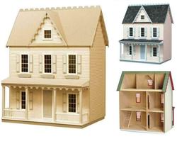 Vermont Farmhouse Jr Dollhouse Kit Unfinished Wood Doll House Replica Wooden 