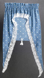 Dollhouse Miniature Tiffany Hearts Curtains with Window Shade