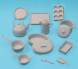 Dollhouse Miniature All Grey Cookware Set