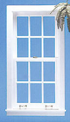 Dollhouse Miniature White 12 Pane Double Hung Window Kit
