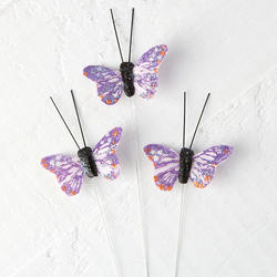 Artificial Lavender Glitter Butterflies