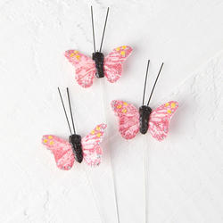 Artificial Pink Glitter Butterflies