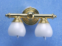 Dollhouse Miniature 12V Brass Double Wall Lamp