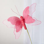 Pink Burlap Butterfly Stem