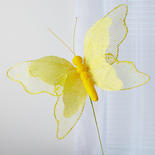 Yellow Burlap Butterfly Stem