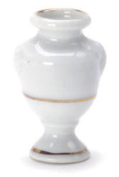 Dollhouse Miniature Porcelain Urn with Gold Trim