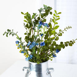 Blue Artificial Floral and Flocked Foliage Pick