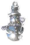 Miniature Silver Snowman Christmas Ornament