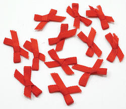 Miniature Red Ribbon Pre-Tied Bows