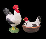 Miniature Farmhouse Hen and Rooster Set