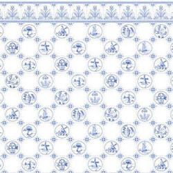 Dollhouse Miniature Dutch Tile, Blue On White Wallpaper Sheets