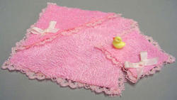 Dollhouse Miniature Pink Baby Towel Set