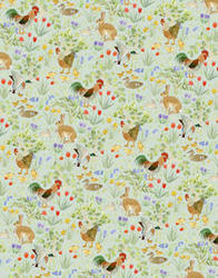 Dollhouse Miniature- Wallpaper Sheets, Country Springtime, Green