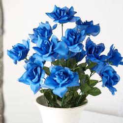Royal Blue Artificial Open Rose Bush