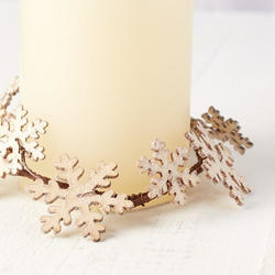 Premade Rustic Wooden Snowflake Candle Ring