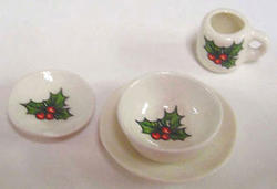 Dollhouse Miniature Holly Place Setting