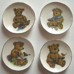 Miniature Dollhouse Teddy Bear Plates