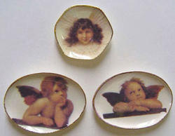 Miniature Dollhouse Angel Platters and Plate Set