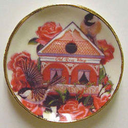 Miniature Dollhouse Bird and Birdhouse Plate