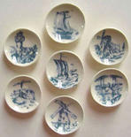 Miniature Dollhouse Blue Delft Plate Set