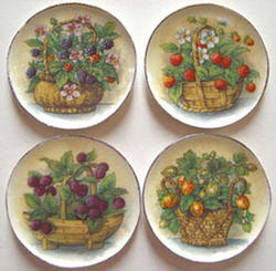 Miniature Dollhouse Fruit in Basket Plate Set