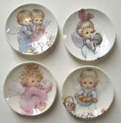 Dollhouse Miniature Angel Baby Plates - 4pcs.