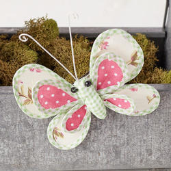 Artificial Polka Dot Fabric Butterfly with Clip