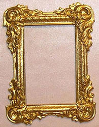 Dollhouse Miniature Decorative Gold Frame with intricate Design by Town Squar... 
